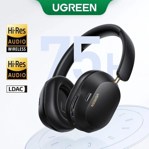 Ugreen Hitune Max5C ไร้สายบลูทูธ 5.4 หูฟัง Hi-Res Certified HiFi หูฟัง 3D Spatial Audio 43dB ตัดเสียงรบกวน อายุการใช้งานแบตเตอรี่ยาวนาน 75 ชั่วโมง