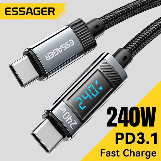 Essager สายชาร์จ USB-C 240W ชาร์จเร็ว PD 3.1 5A สําหรับ iPhone, iPad, Android